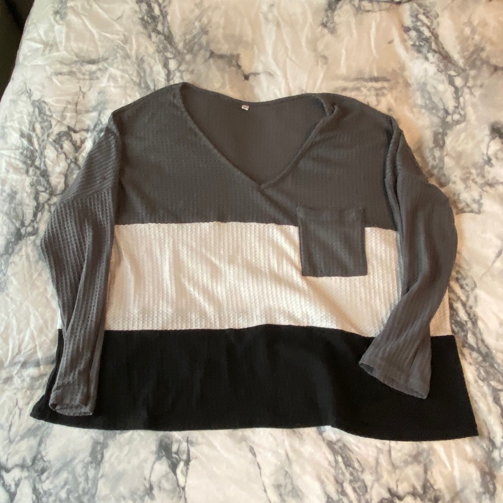 Shein Plus Color Block V-neck Tee